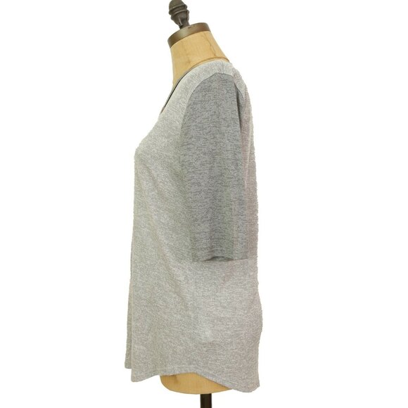 Vince Contrast Sleeve Lightweight Top Size S Round Hem Baseball Gray EUC B90 - Picture 4 of 5